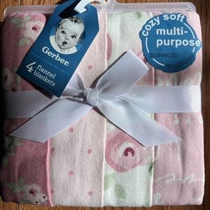 NEW Gerber Baby Girl 4-Pack
Organic Cotton Flannel Blankets Floral
Rose